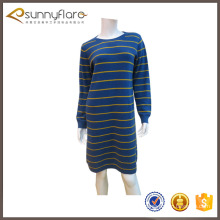 High quality knitted 100% cashmere ladies winter long sweater dress